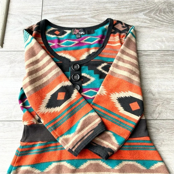 Yumi Boho Multiple Colour  Aztec Tribal Pattern Sweater Dress - Picture 8 of 14